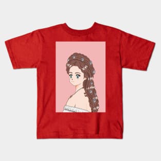 Cute Empress Elisabeth Sissi 90's Anime Style Kids T-Shirt